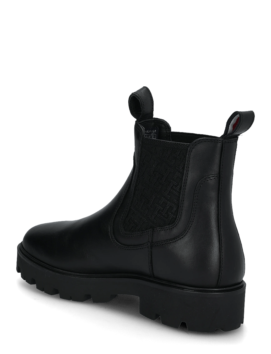 Tommy Hilfiger - TH MONOGRAM LEATHER CHELSEA BOOT - chelsea boots - black - 1