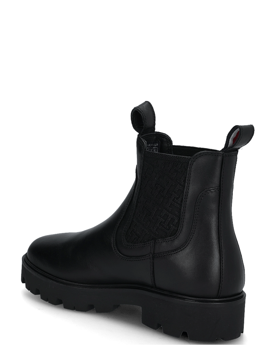 Tommy Hilfiger - TH MONOGRAM LEATHER CHELSEA BOOT - chelsea boots - black - 1