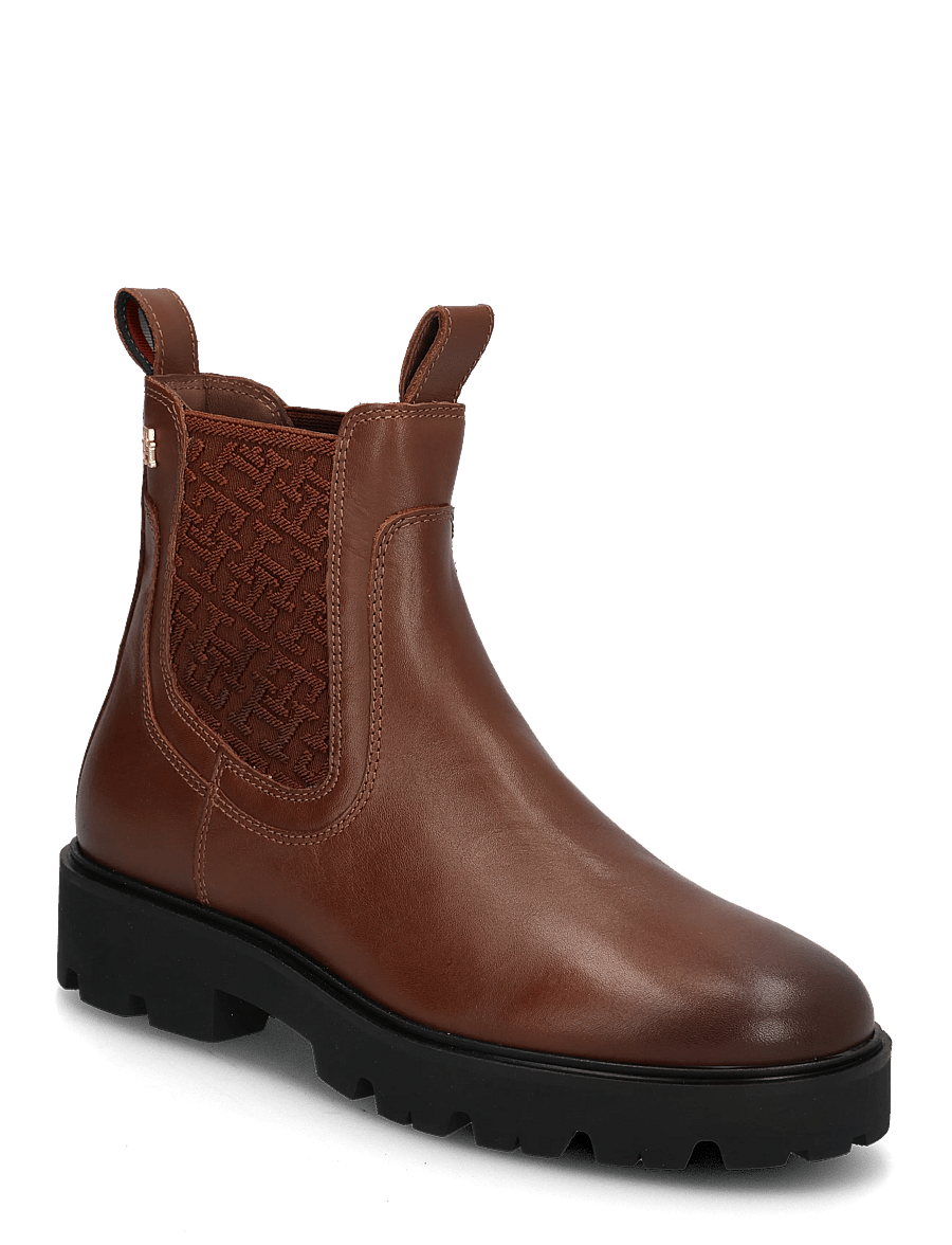 Tommy Hilfiger - TH MONOGRAM LEATHER CHELSEA BOOT - chelsea boots - winter cognac - 0