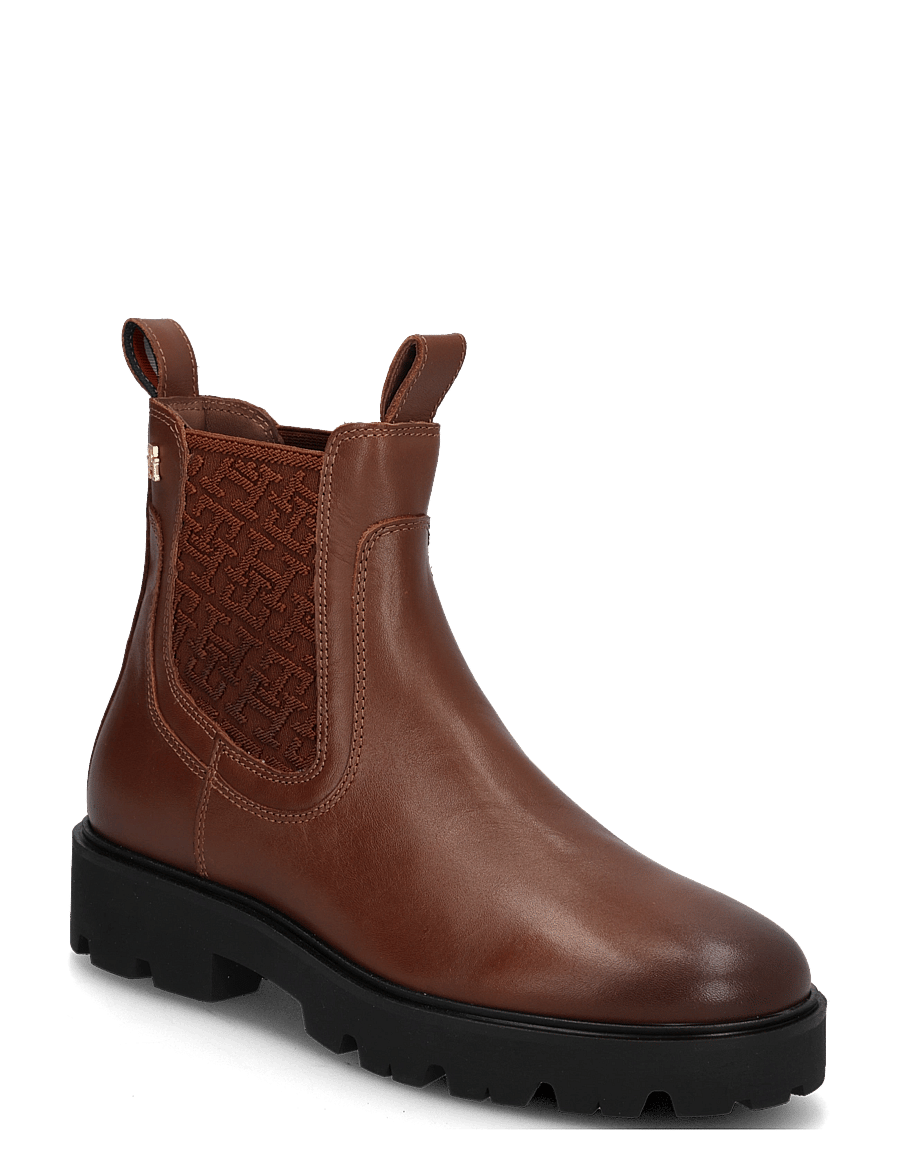 Tommy Hilfiger - TH MONOGRAM LEATHER CHELSEA BOOT - chelsea boots - winter cognac - 0