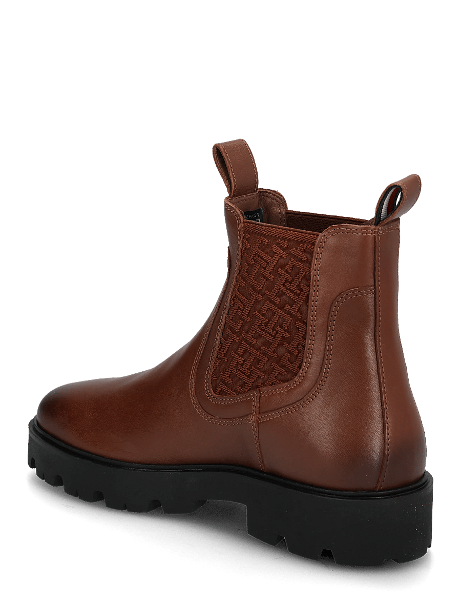Tommy Hilfiger - TH MONOGRAM LEATHER CHELSEA BOOT - chelsea boots - winter cognac - 1