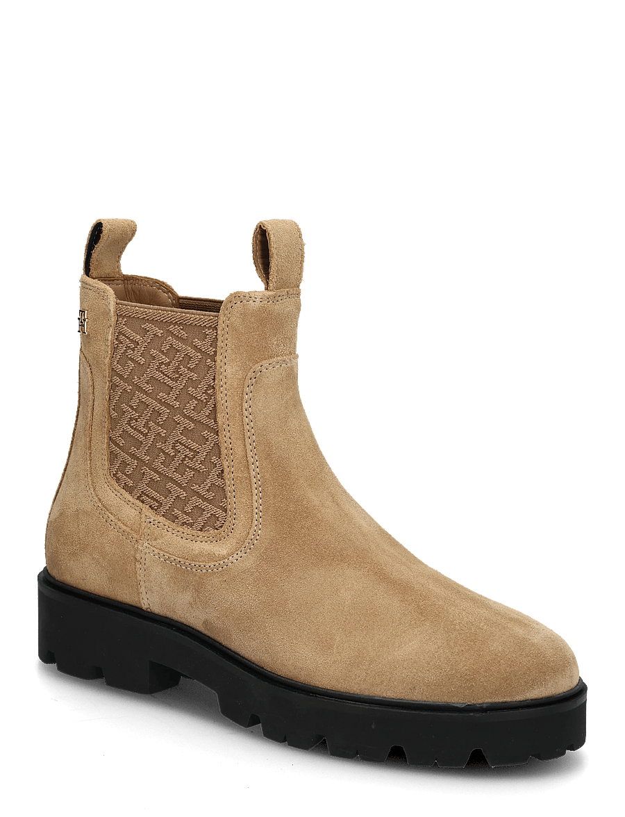 Tommy Hilfiger - TH MONOGRAM SUEDE CHELSEA BOOT - chelsea boots - safari canvas - 0