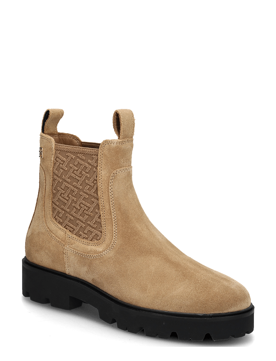 Tommy Hilfiger - TH MONOGRAM SUEDE CHELSEA BOOT - chelsea-saapad - safari canvas - 0