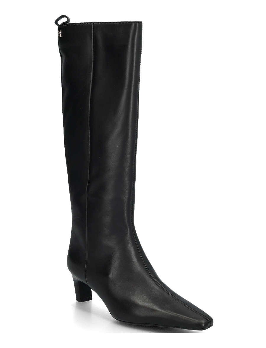Tommy Hilfiger - KITTEN HEEL LEATHER HIGH BOOT - langskaftede støvler - black - 0