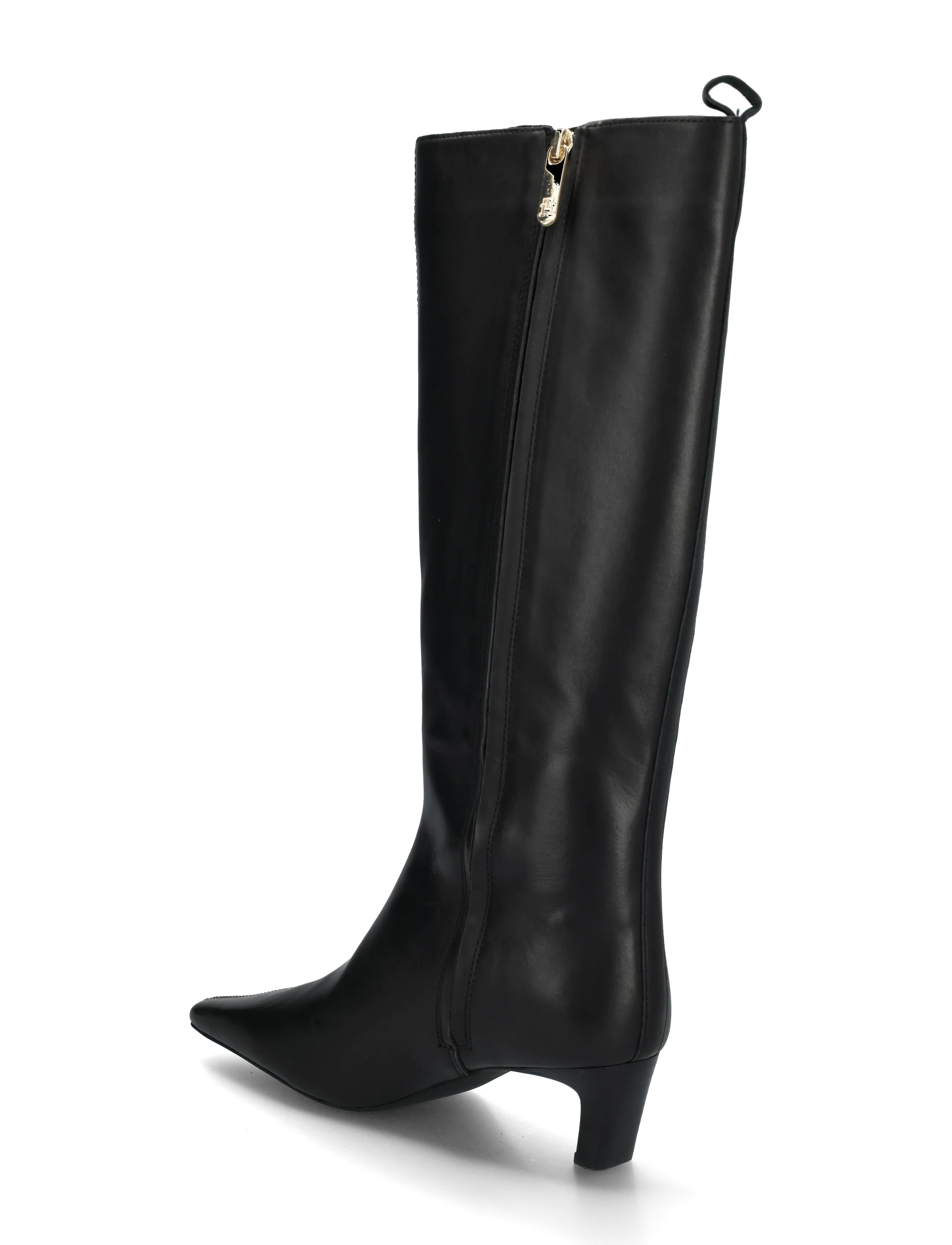 Tommy Hilfiger - KITTEN HEEL LEATHER HIGH BOOT - knee high boots - black - 1