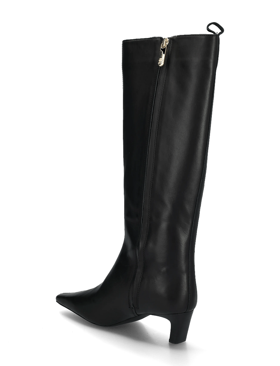 Tommy Hilfiger - KITTEN HEEL LEATHER HIGH BOOT - knee high boots - black - 1
