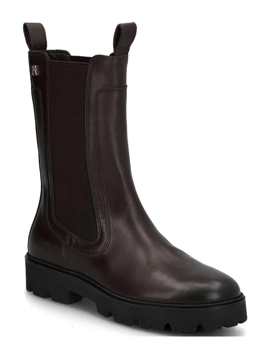 Tommy Hilfiger - TH STUD LEATHER HIGH CHELSEA - chelsea boots - cocoa - 0