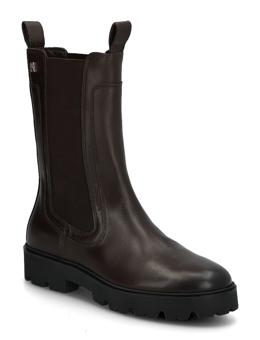Tommy Hilfiger - TH STUD LEATHER HIGH CHELSEA - chelsea boots - cocoa - 0