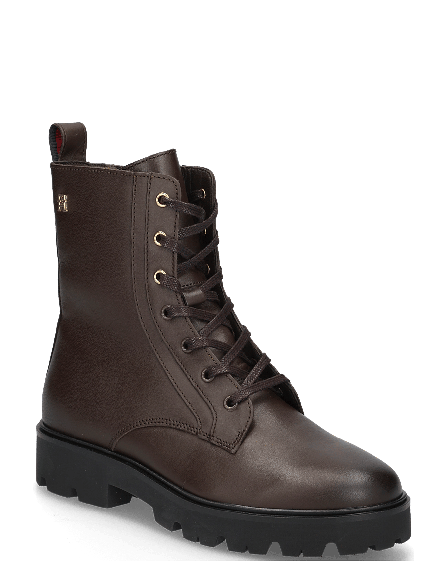 Tommy Hilfiger - TH STUD LEATHER LACE-UP BOOT - laced boots - cocoa - 0