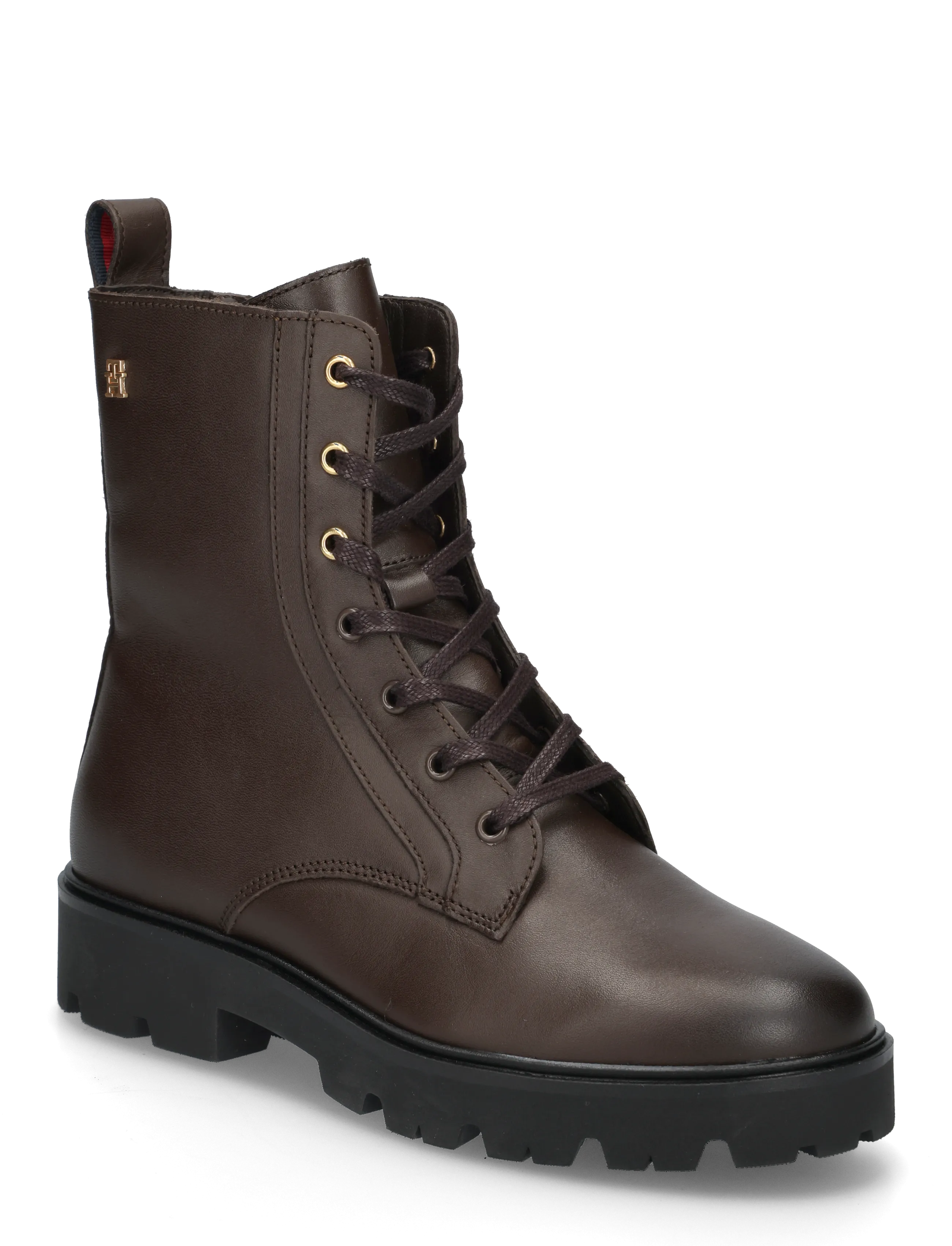 Tommy Hilfiger TH STUD LEATHER LACE-UP BOOT - Boots - COCOA / brown