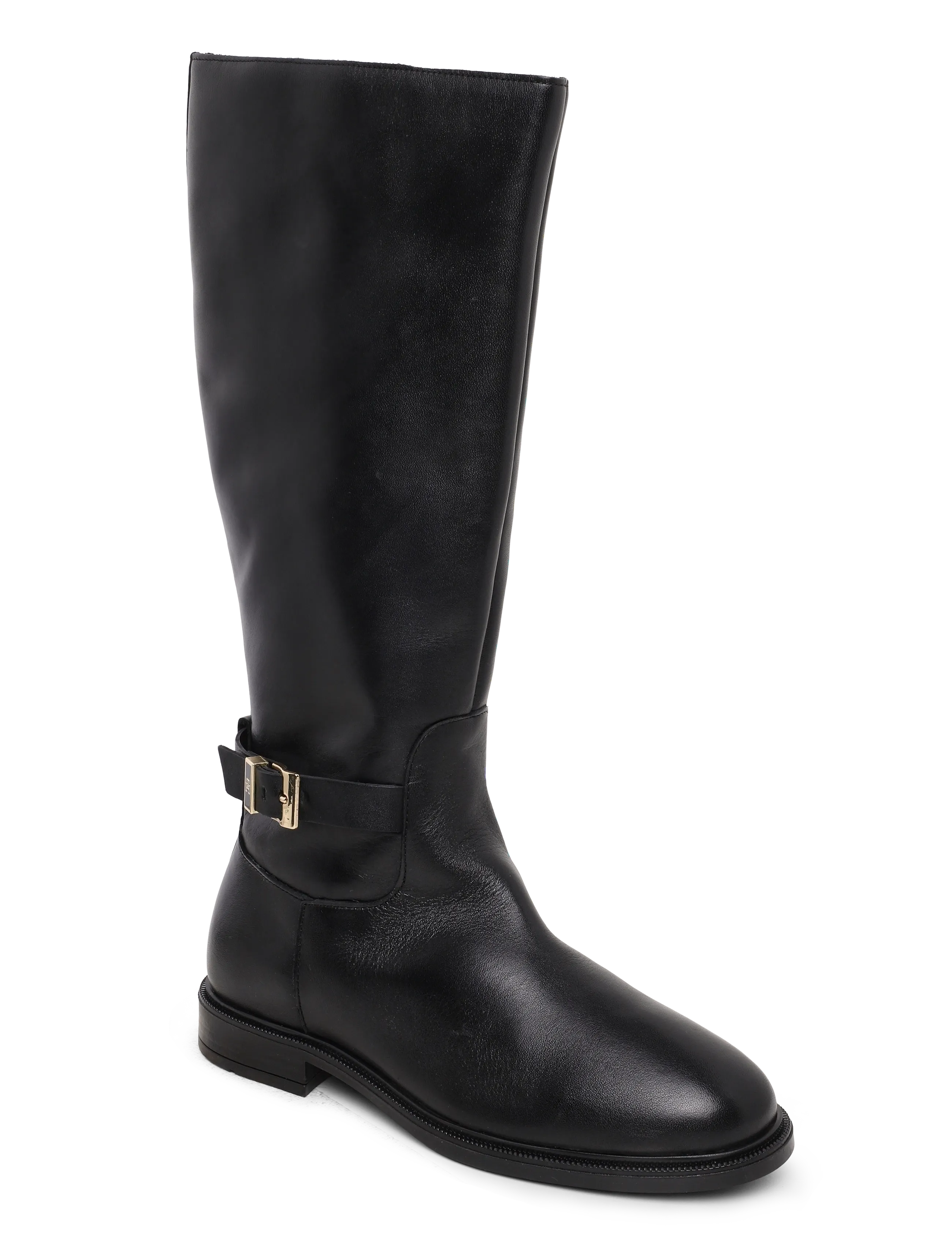 Tommy Hilfiger Th Buckle Leather Knee Boot, 40, Black, Tall Boots > Knee High Boots, Dame