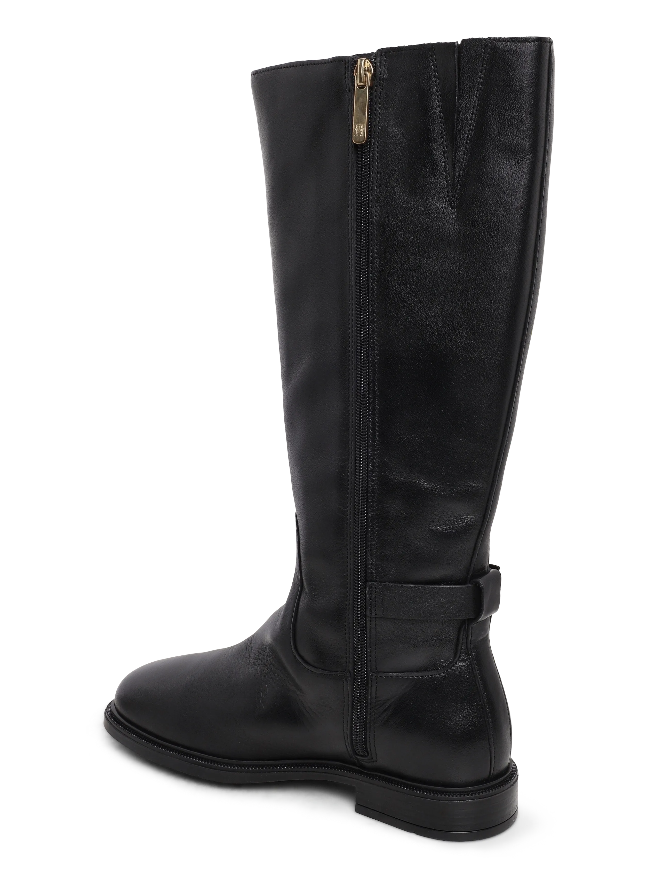 Tommy Hilfiger - TH BUCKLE LEATHER KNEE BOOT - kniehohe stiefel - black - 1