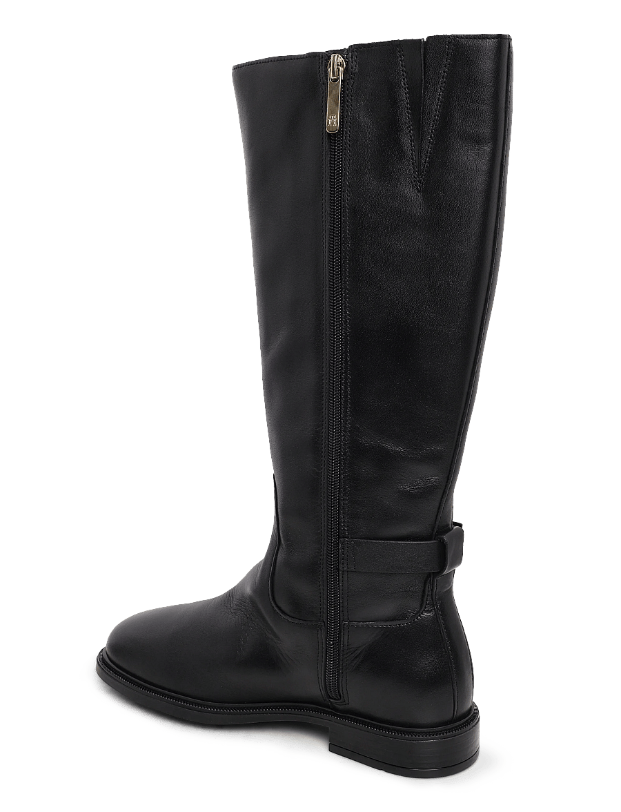 Tommy Hilfiger - TH BUCKLE LEATHER KNEE BOOT - kniehohe stiefel - black - 1
