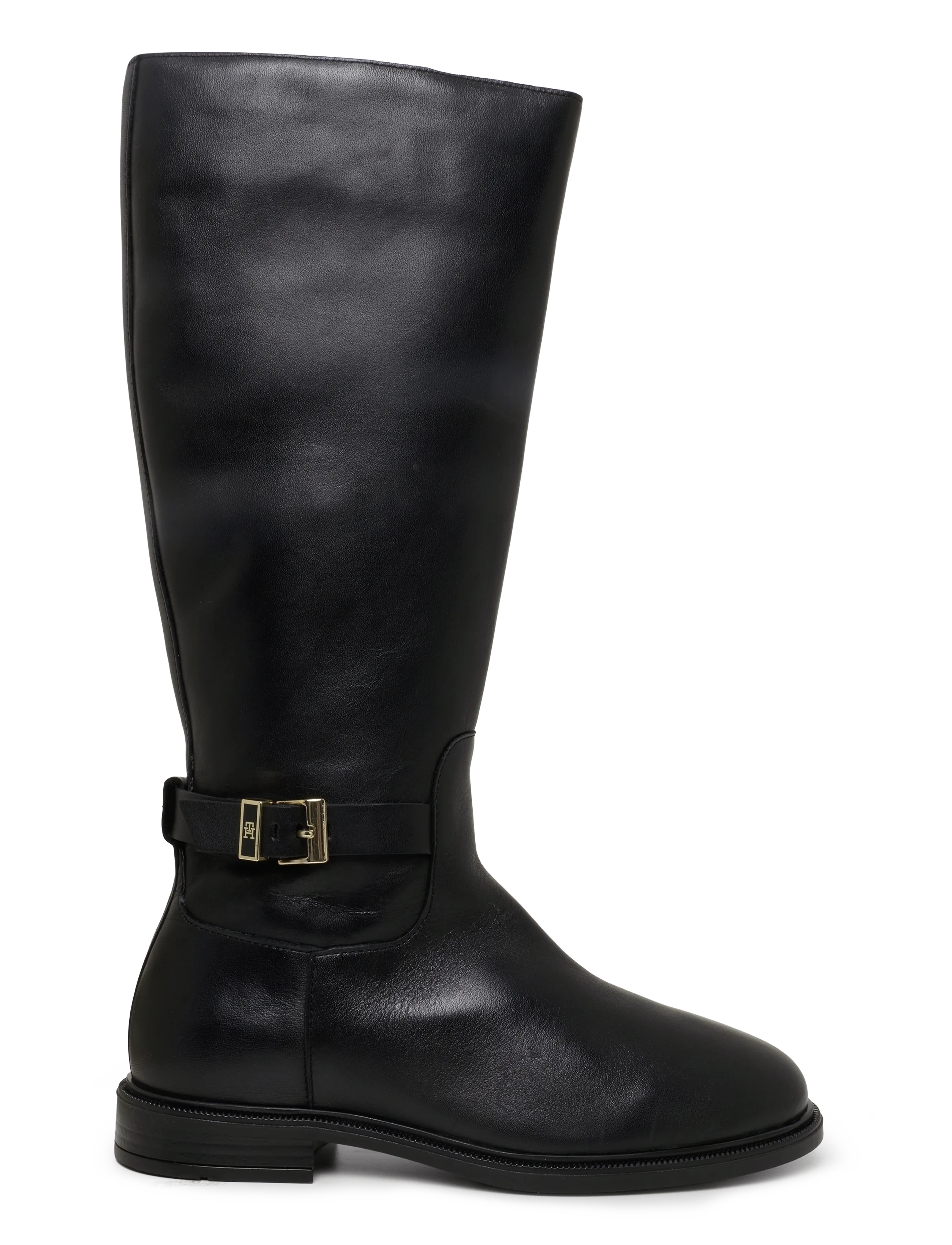 Tommy Hilfiger - TH BUCKLE LEATHER KNEE BOOT - kniehohe stiefel - black - 2