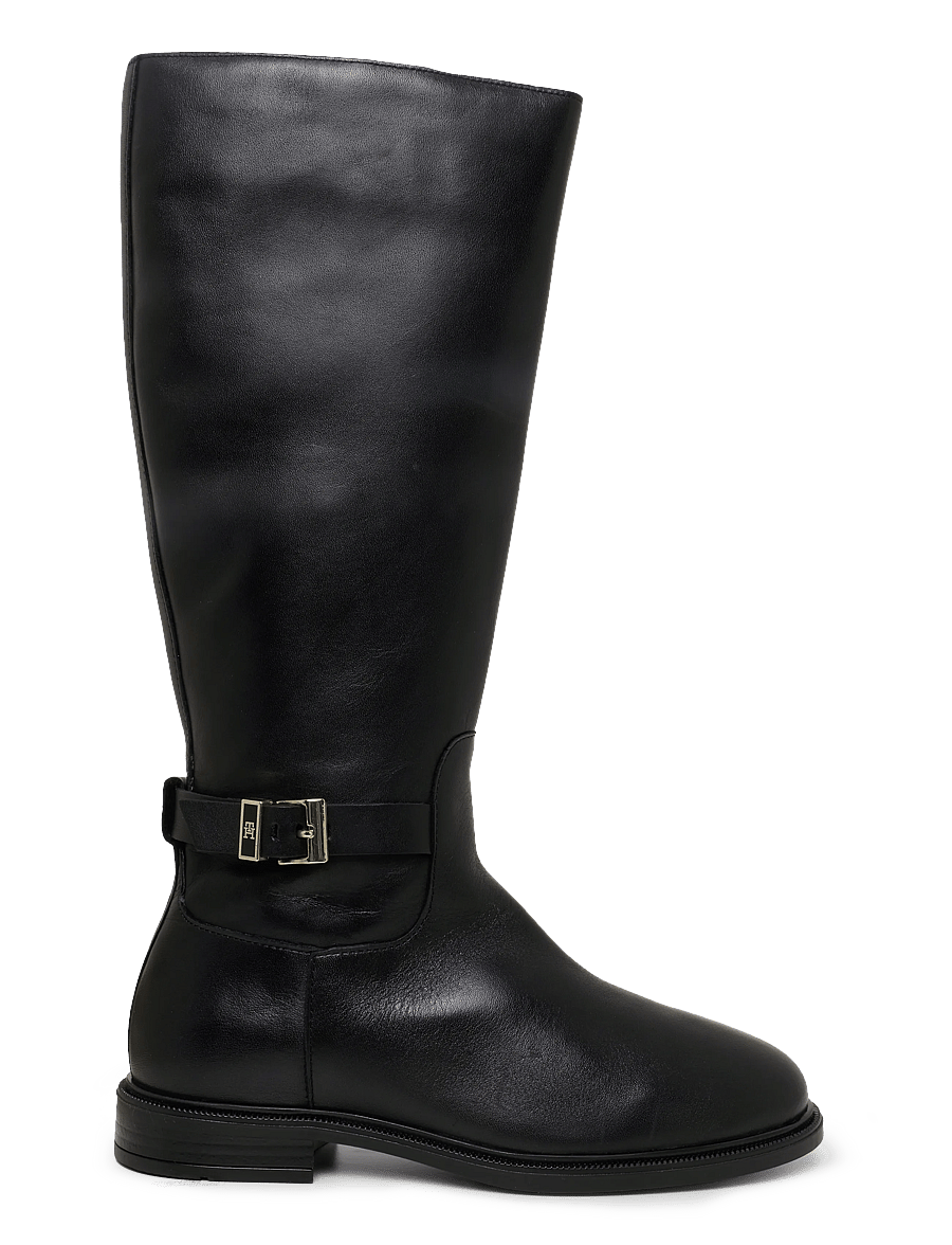 Tommy Hilfiger - TH BUCKLE LEATHER KNEE BOOT - kniehohe stiefel - black - 2