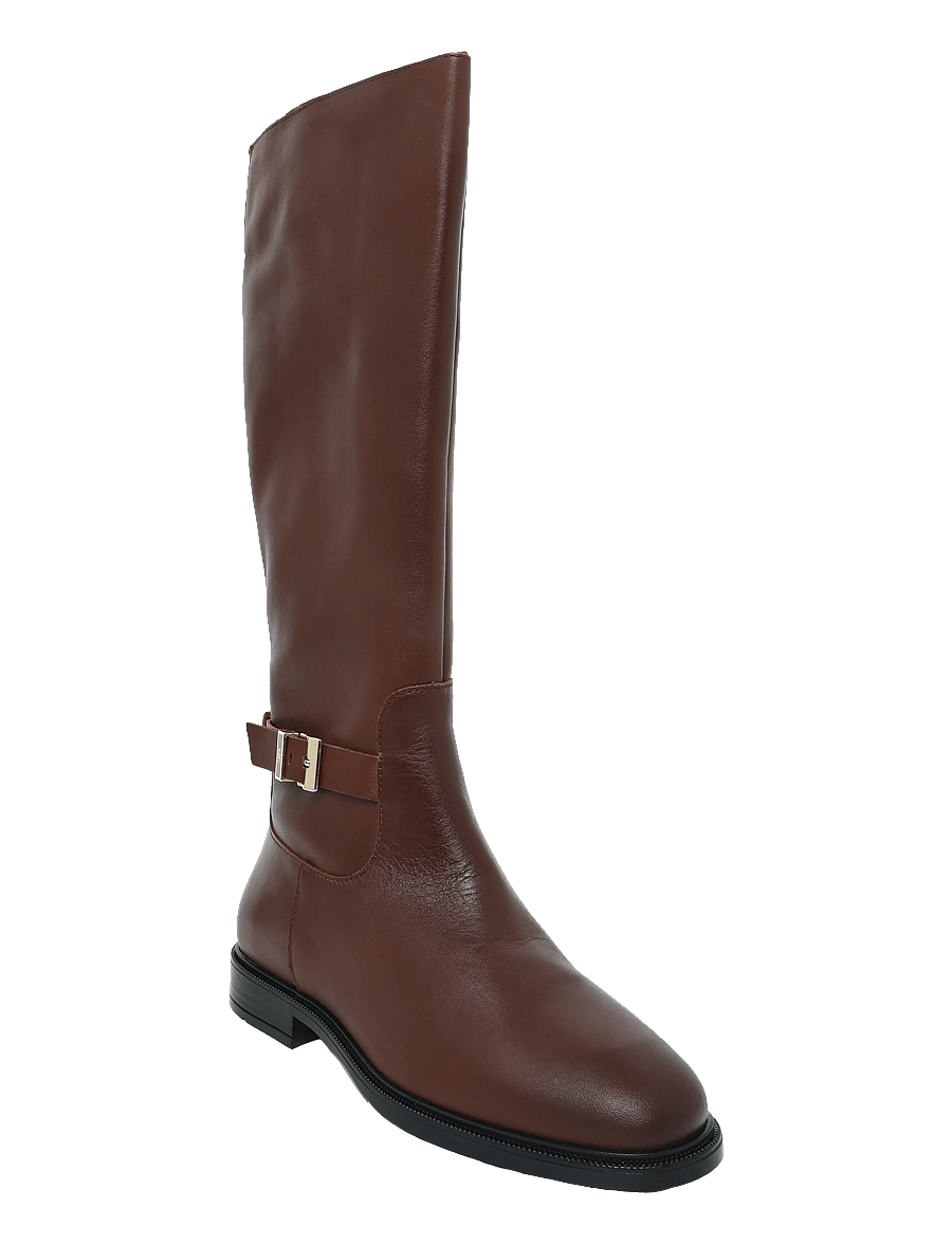 Tommy Hilfiger - TH BUCKLE LEATHER KNEE BOOT - kniehohe stiefel - winter cognac - 0
