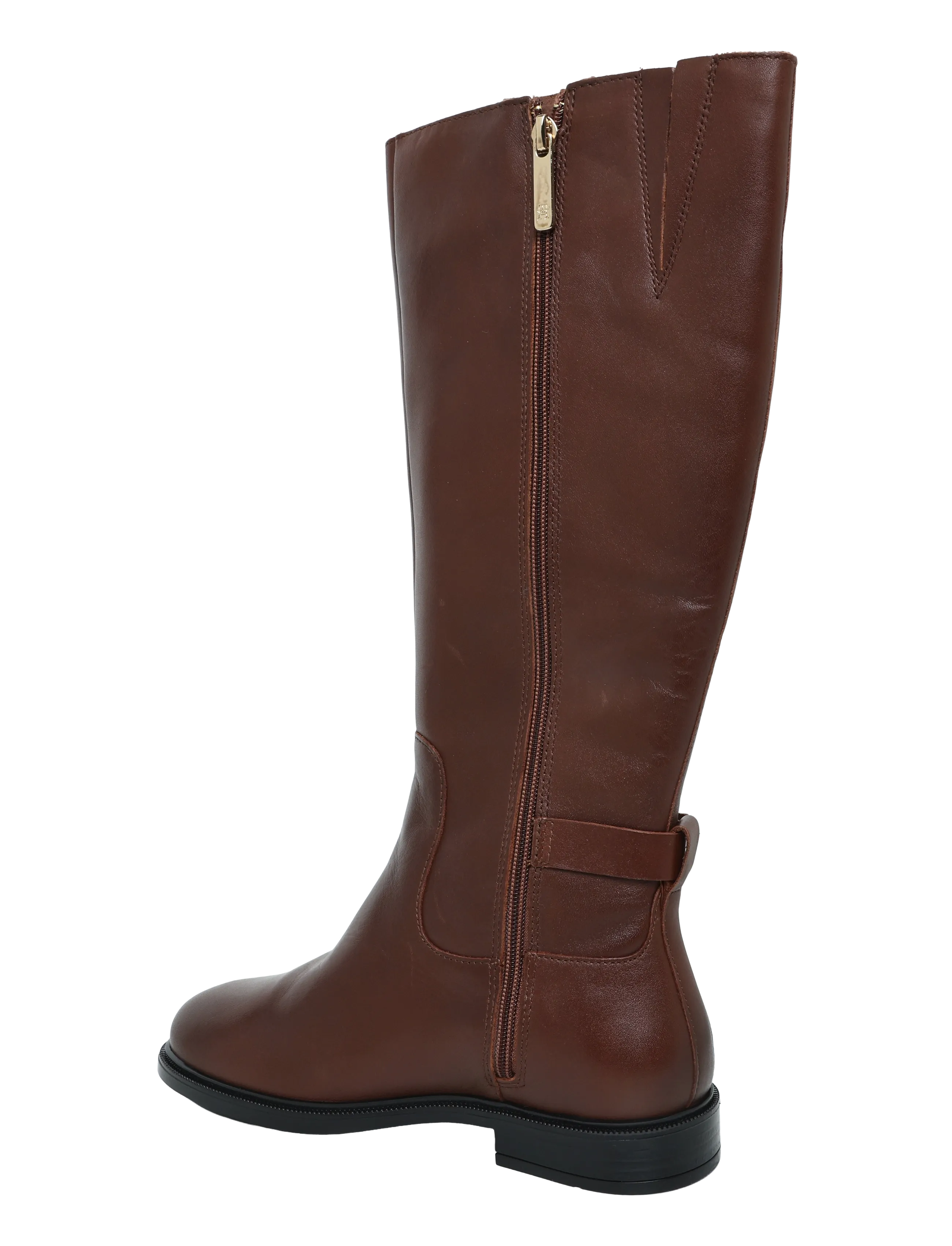 Tommy Hilfiger - TH BUCKLE LEATHER KNEE BOOT - kniehohe stiefel - winter cognac - 1