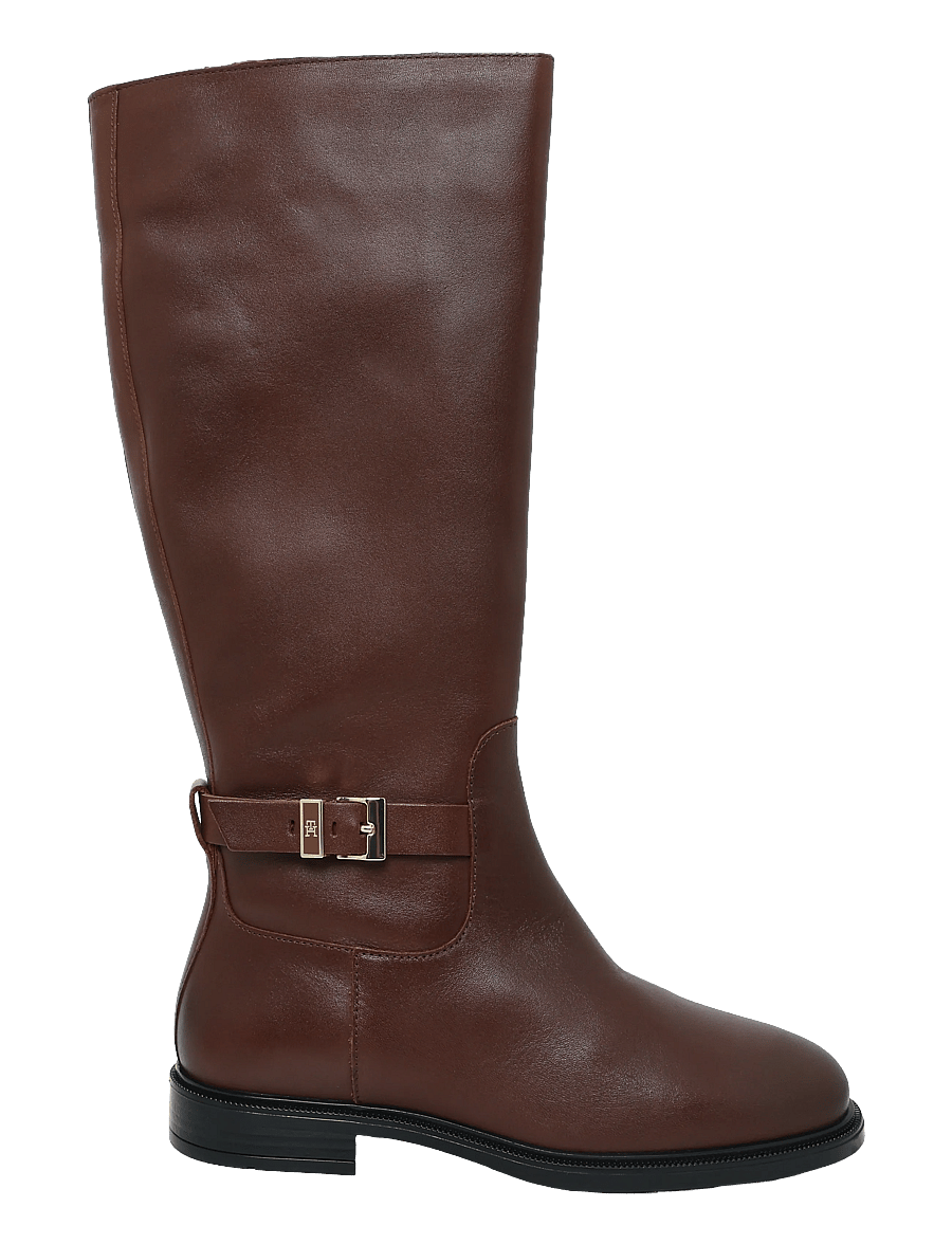 Tommy Hilfiger - TH BUCKLE LEATHER KNEE BOOT - kniehohe stiefel - winter cognac - 2