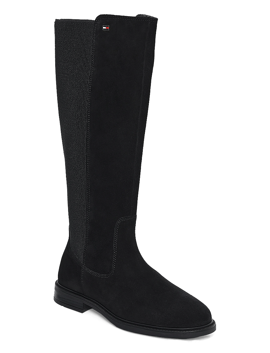 Tommy Hilfiger - ENAMEL FLAG SUEDE HIGH CHELSEA - chelsea boots - black - 0
