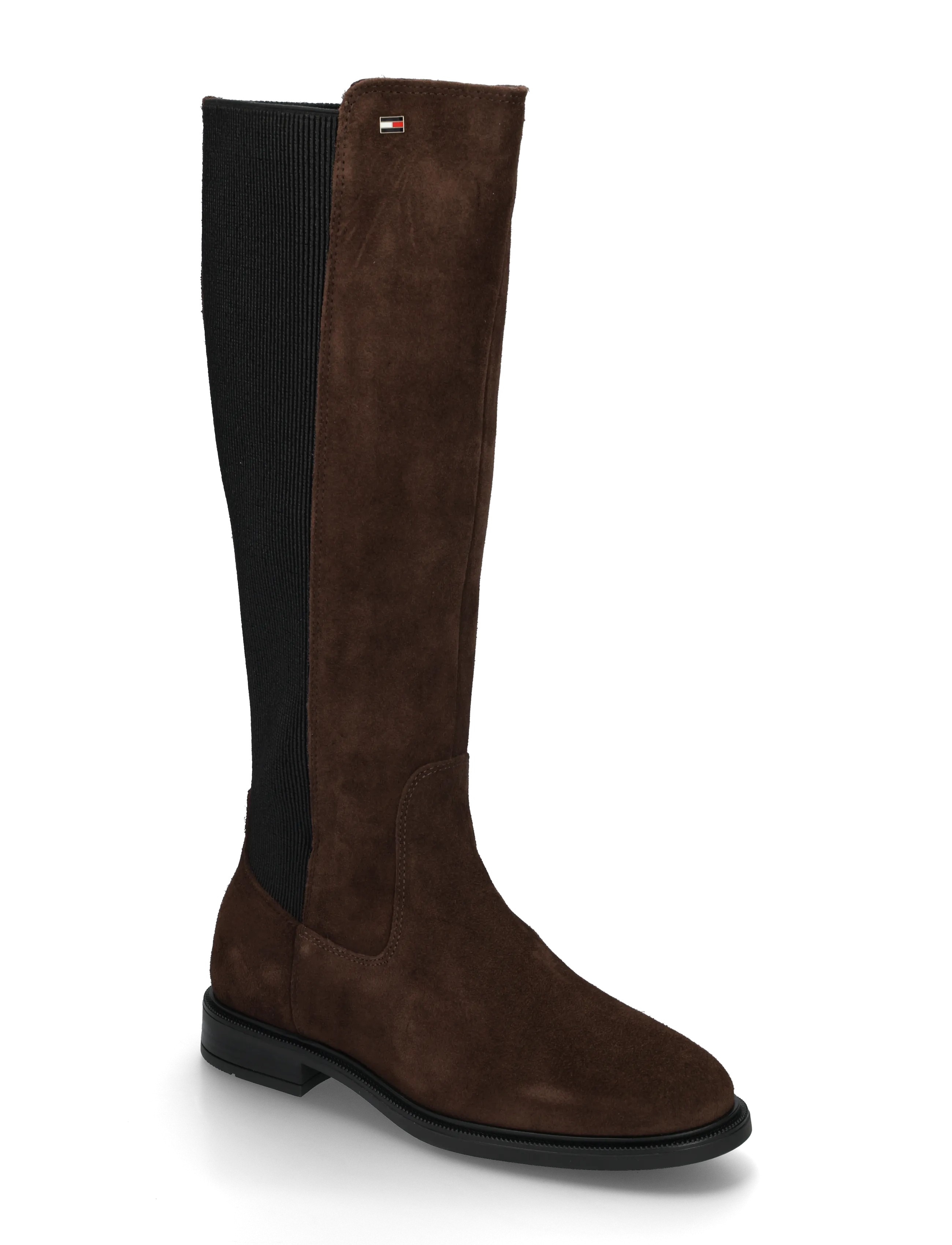 Tommy Hilfiger ENAMEL FLAG SUEDE HIGH CHELSEA - Kniehohe Stiefel - FONDANT BROWN / brown