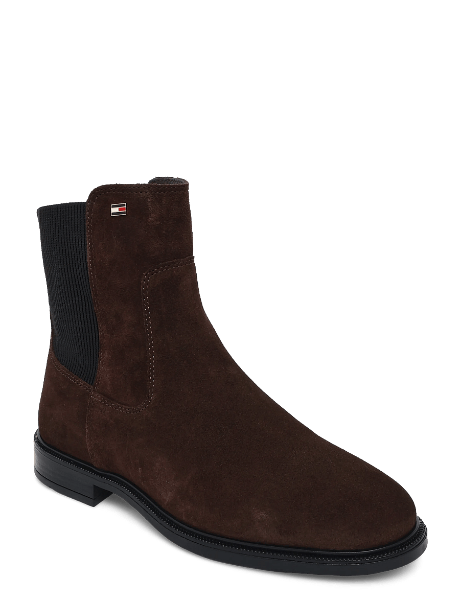 Tommy Hilfiger - ENAMEL FLAG SUEDE ANKLE CHELSEA - chelsea boots - fondant brown - 0