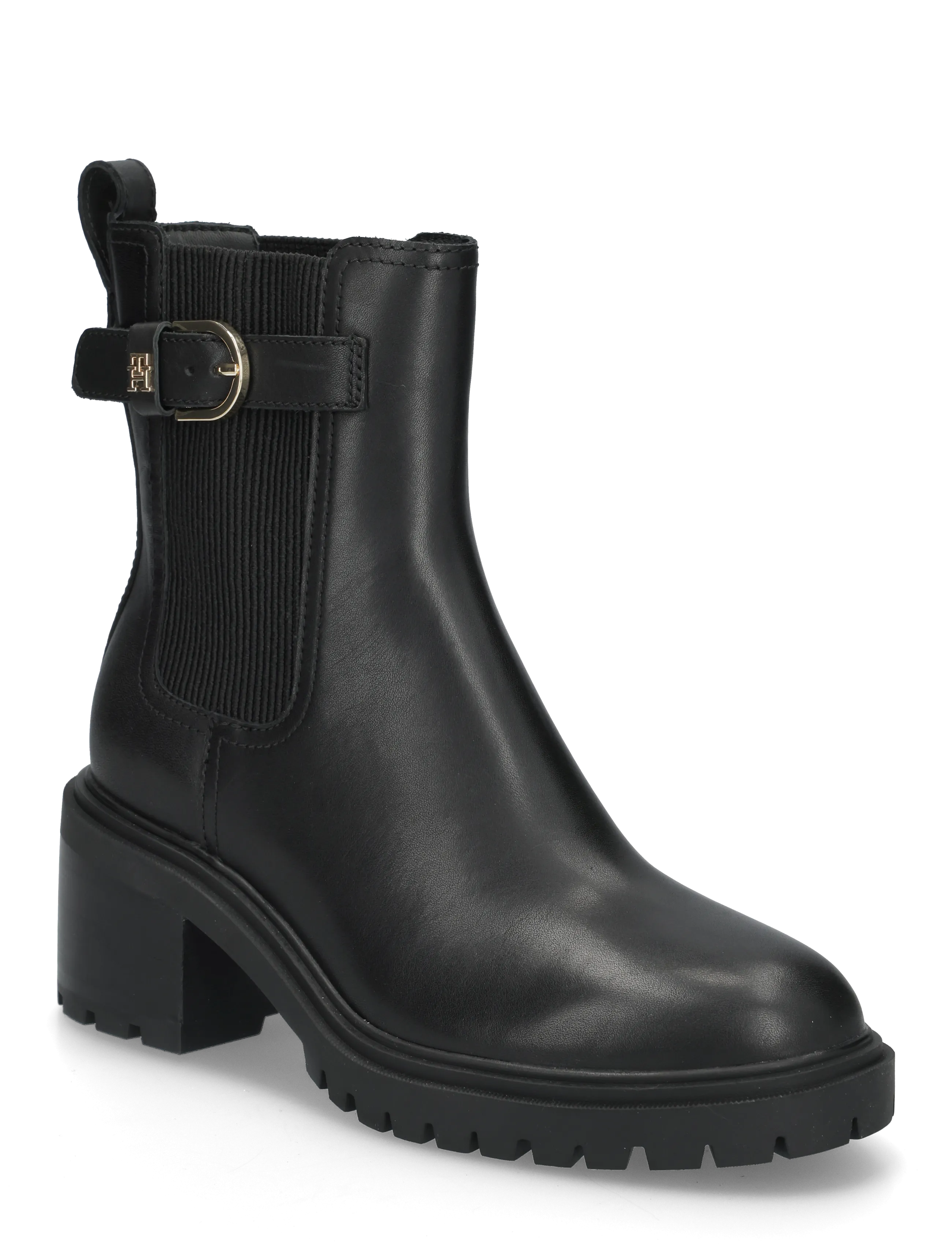 Tommy Hilfiger BLOCK HEEL BUCKLED CHELSEA BOOT - Støvler - BLACK / black