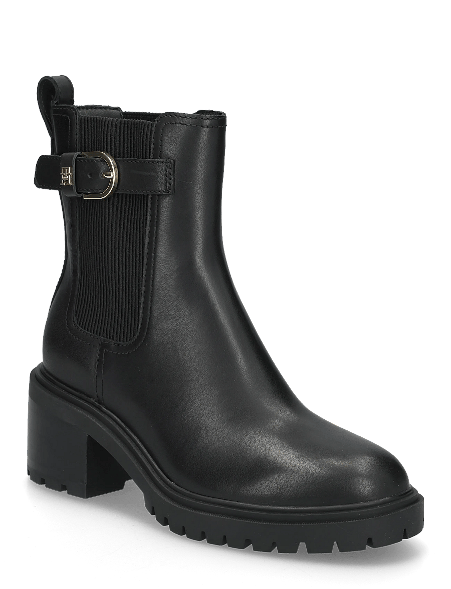 Tommy Hilfiger - BLOCK HEEL BUCKLED CHELSEA BOOT - stövletter - black - 0