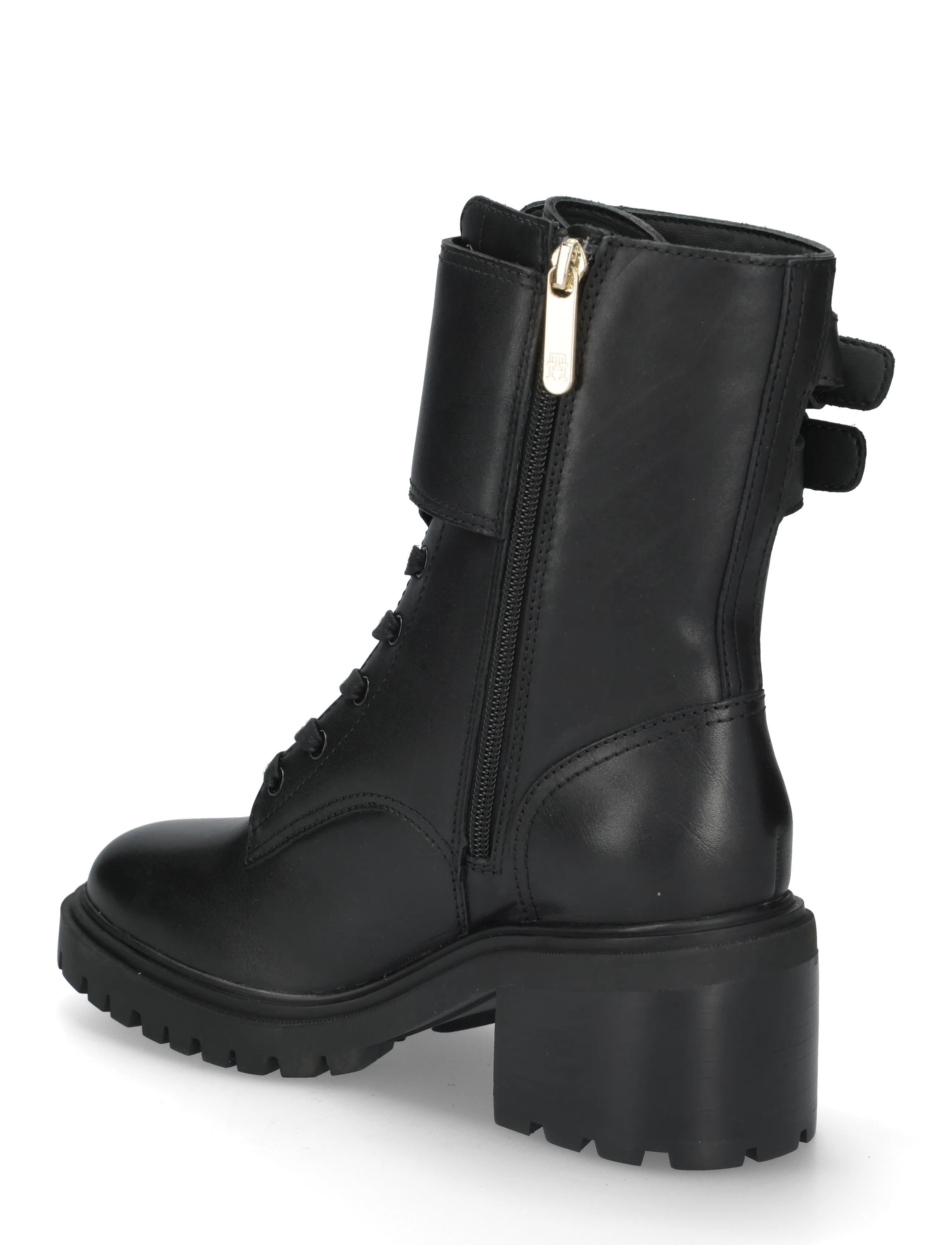 Tommy Hilfiger - BLOCK HEEL BUCKLED LACE-UP BOOT - stövletter - black - 1