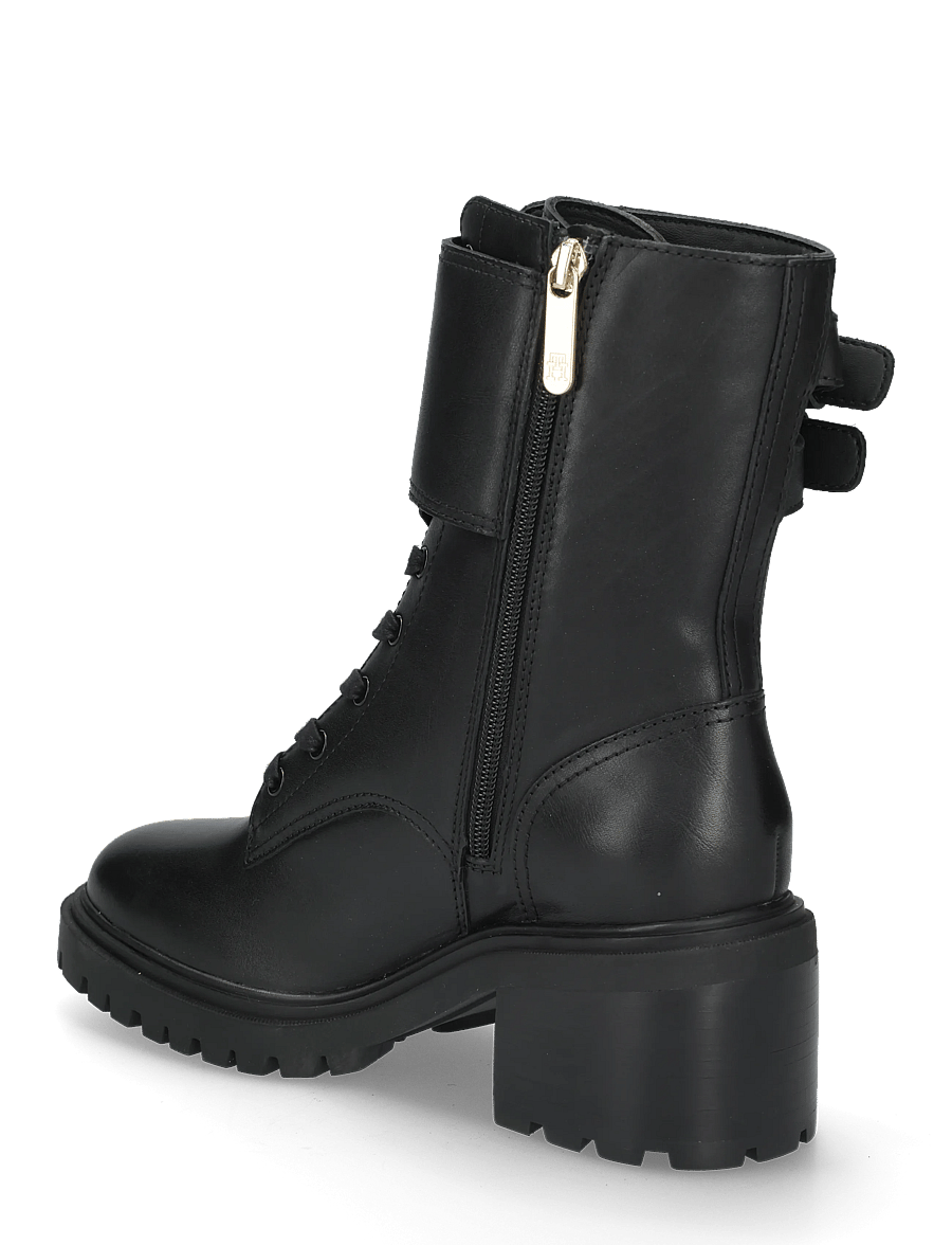 Tommy Hilfiger - BLOCK HEEL BUCKLED LACE-UP BOOT - stövletter - black - 1