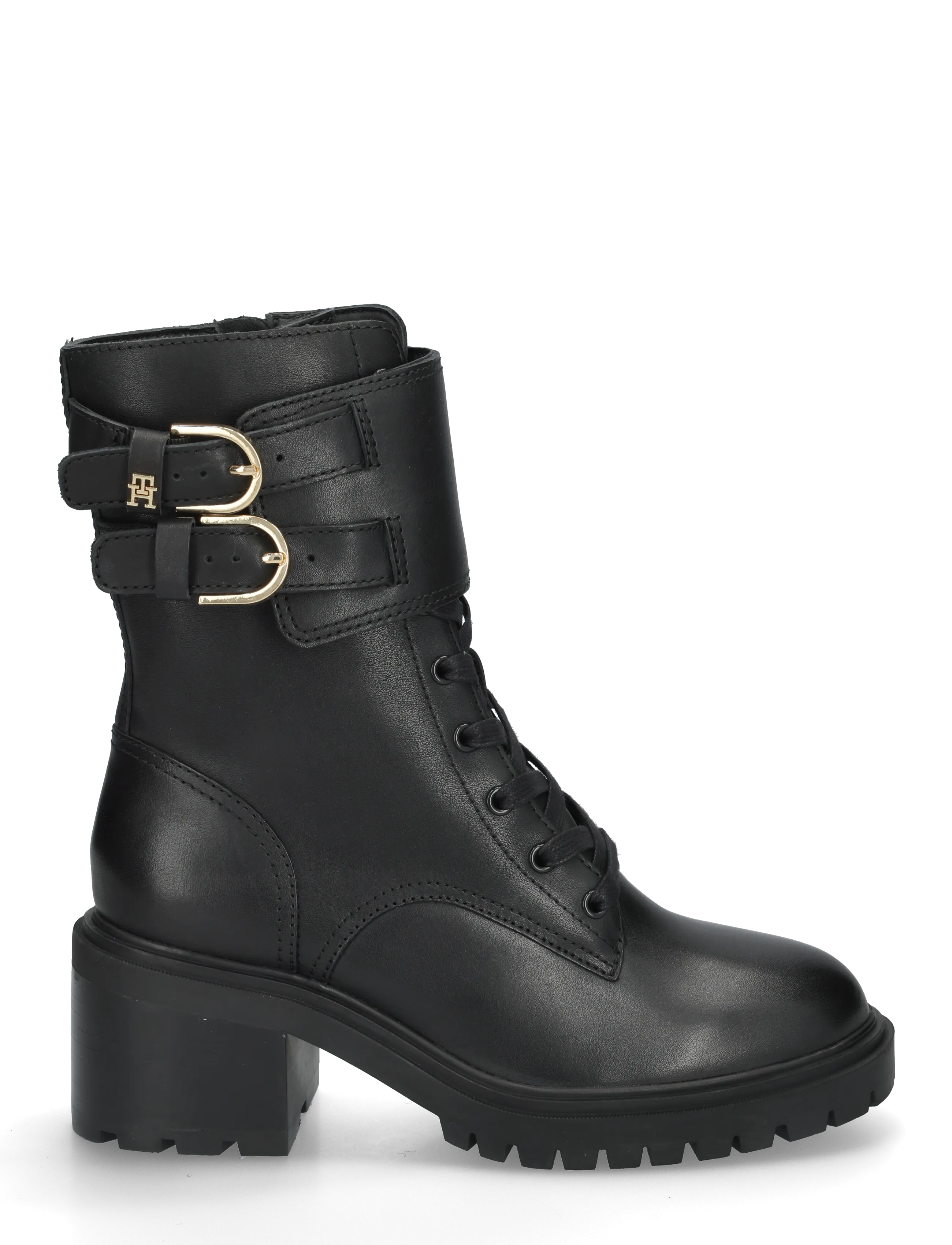 Tommy Hilfiger - BLOCK HEEL BUCKLED LACE-UP BOOT - stövletter - black - 2