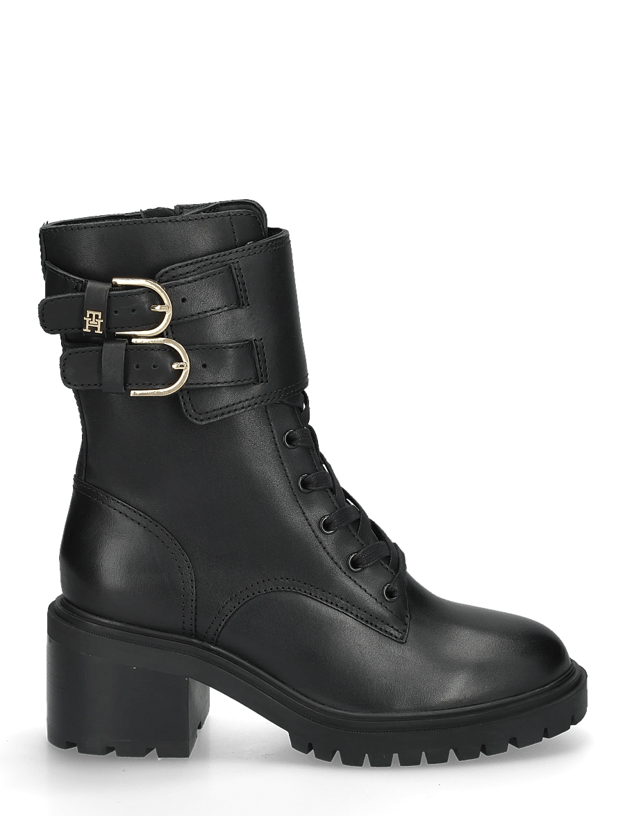 Tommy Hilfiger - BLOCK HEEL BUCKLED LACE-UP BOOT - stövletter - black - 2
