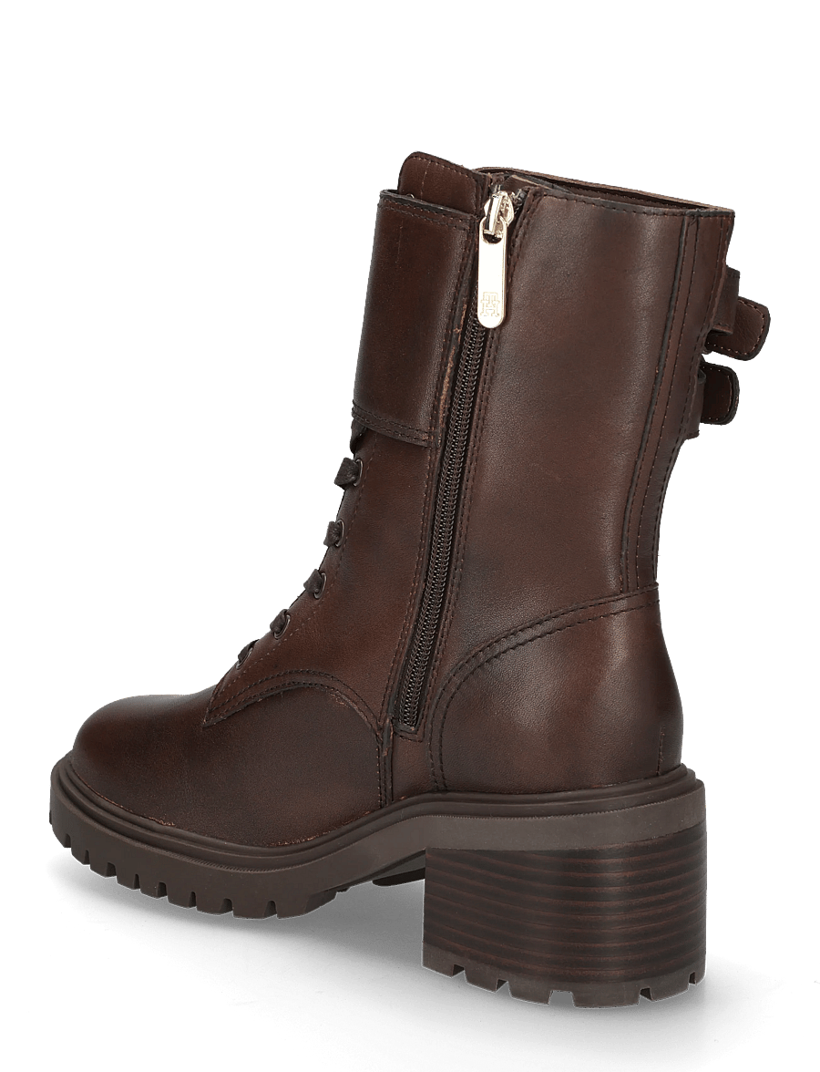 Tommy Hilfiger - BLOCK HEEL BUCKLED LACE-UP BOOT - stövletter - brushed brown - 1