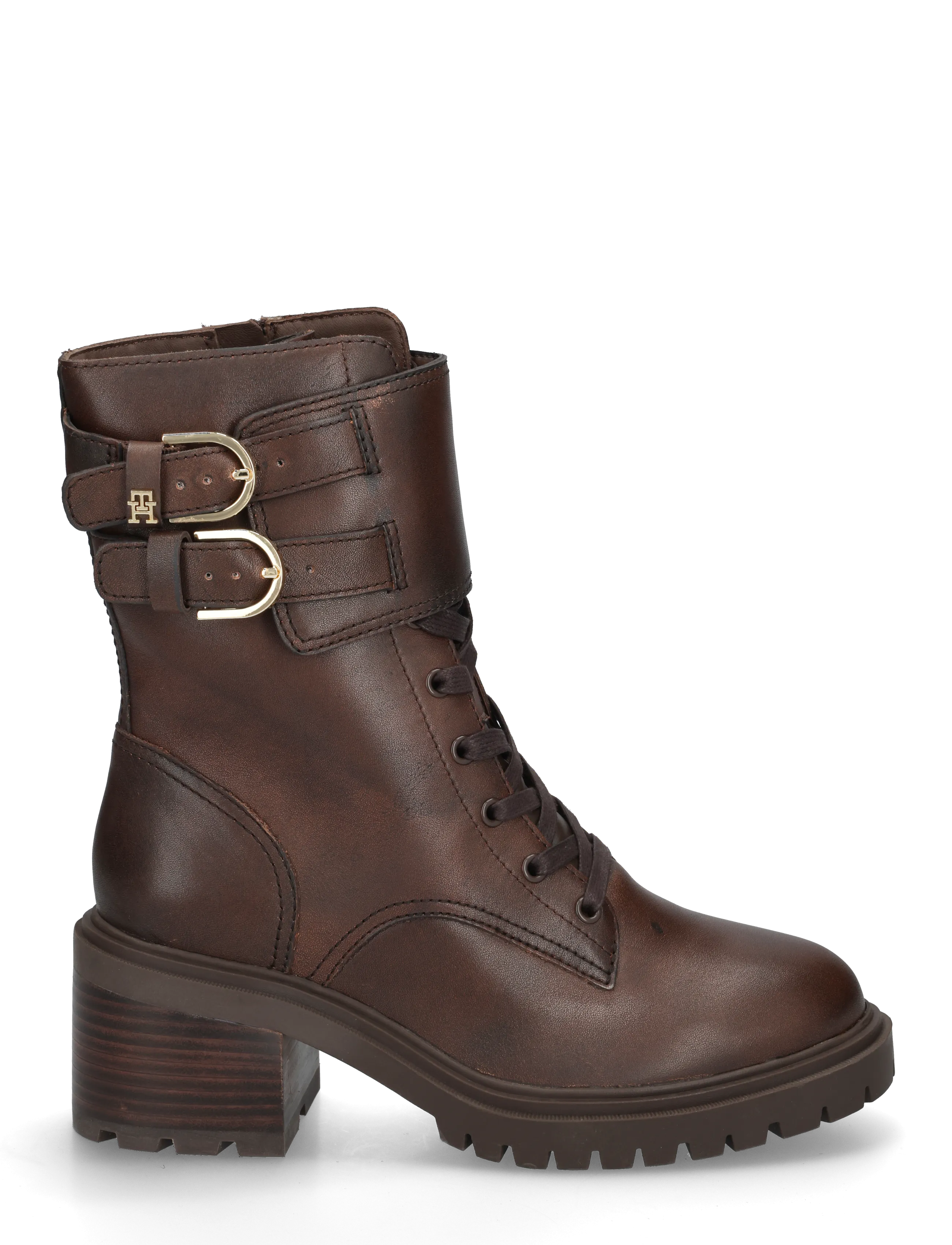 Tommy Hilfiger - BLOCK HEEL BUCKLED LACE-UP BOOT - stövletter - brushed brown - 2