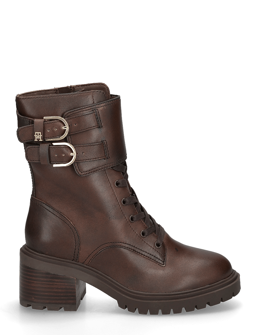Tommy Hilfiger - BLOCK HEEL BUCKLED LACE-UP BOOT - stövletter - brushed brown - 2