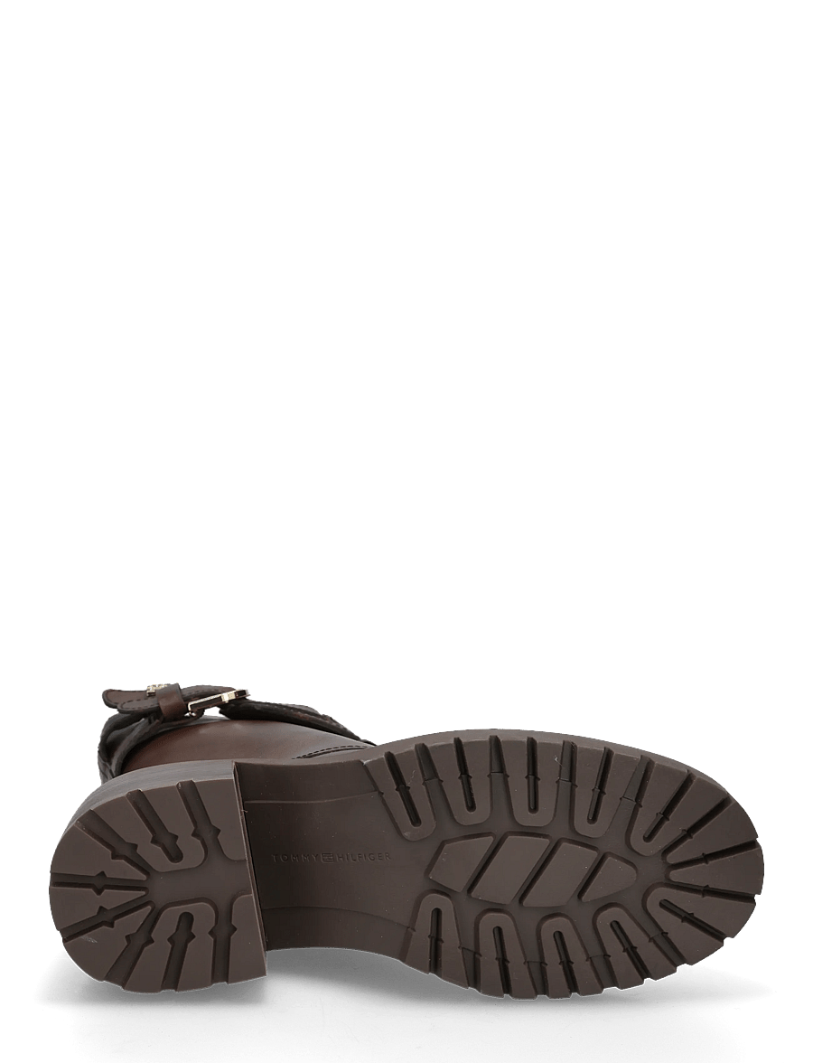 Tommy Hilfiger - BLOCK HEEL BUCKLED LACE-UP BOOT - stövletter - brushed brown - 4