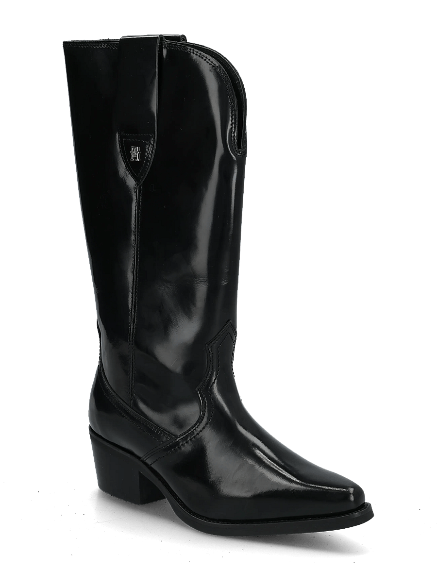 Tommy Hilfiger - ABRASIVATO MID CALF WESTERN BOOT - cowboy-boots - black - 0
