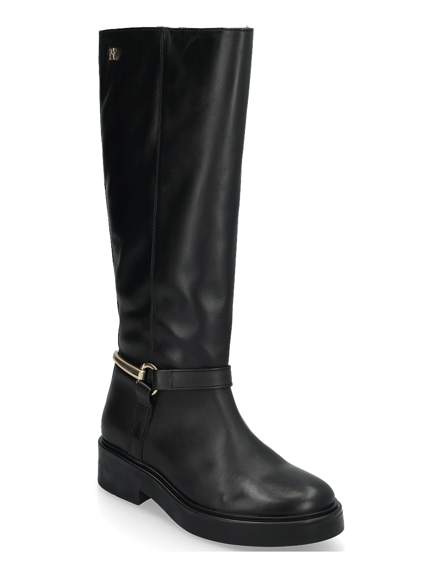 Tommy Hilfiger - TH STUD LEATHER KNEE RIDING BOOT - kniehohe stiefel - black - 0