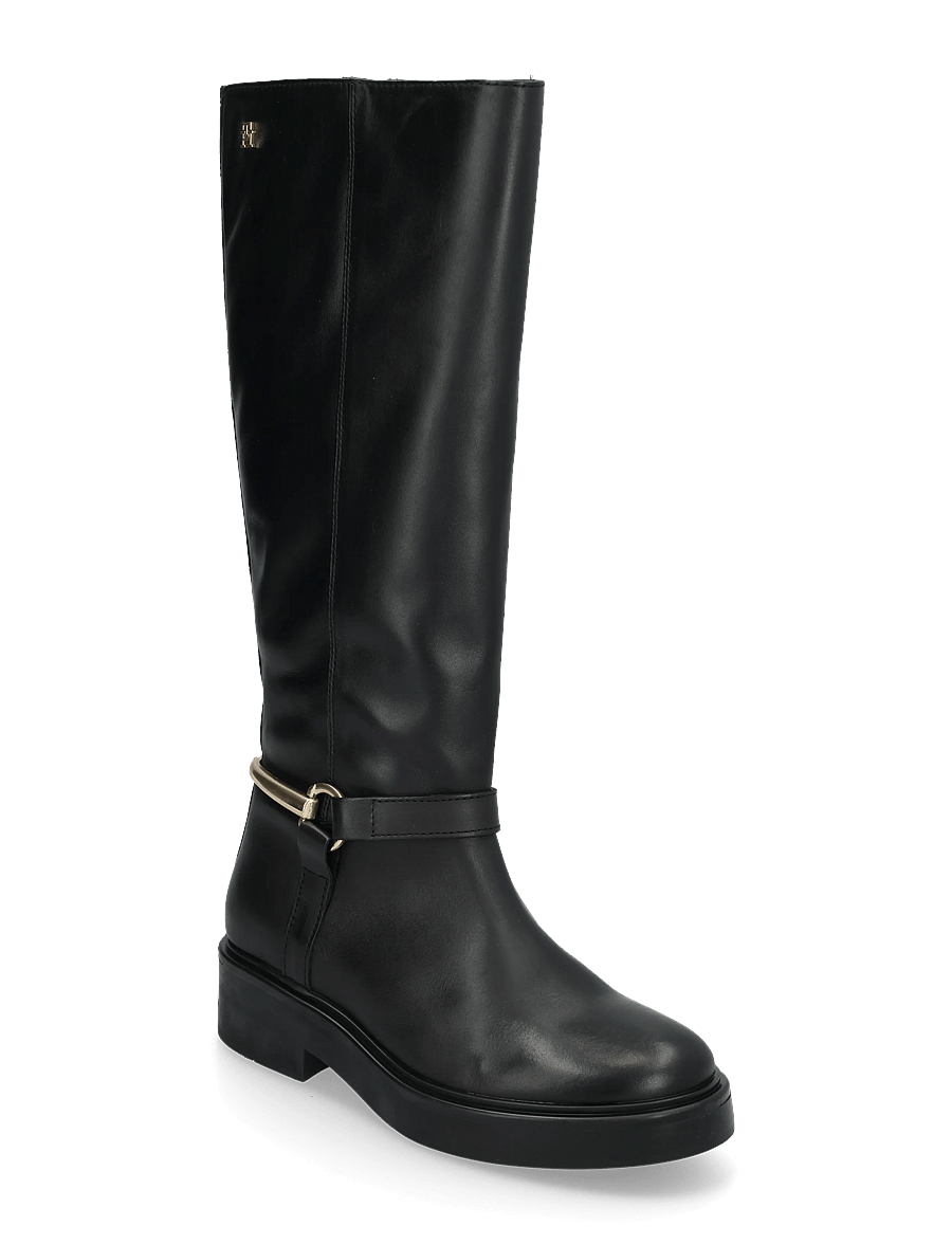 Tommy Hilfiger - TH STUD LEATHER KNEE RIDING BOOT - kniehohe stiefel - black - 0