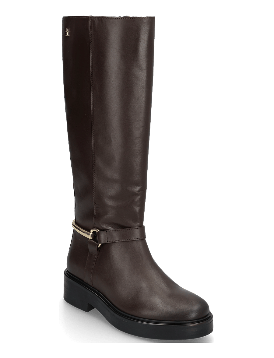 Tommy Hilfiger - TH STUD LEATHER KNEE RIDING BOOT - kniehohe stiefel - cocoa - 0