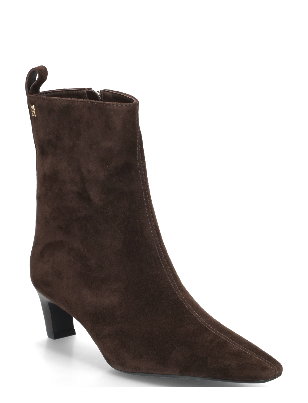 Tommy Hilfiger KITTEN HEEL SUEDE ANKLE BOOT - Tommy Hilfiger - FONDANT BROWN / brown