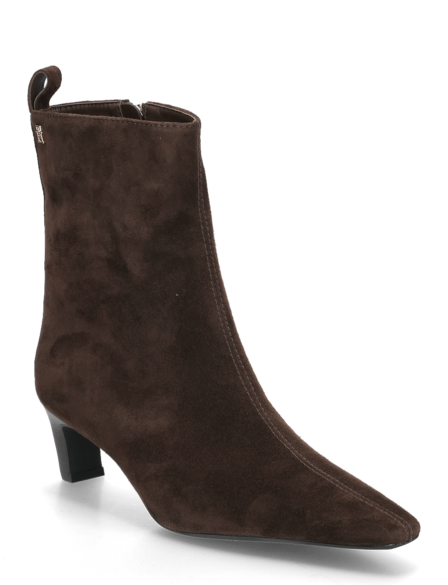 Tommy Hilfiger - KITTEN HEEL SUEDE ANKLE BOOT - heeled ankle boots - fondant brown - 0