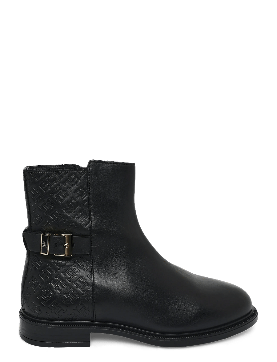 Tommy Hilfiger - TH BUCKLE MONOGRAM ANKLE BOOT - flat ankle boots - black - 2