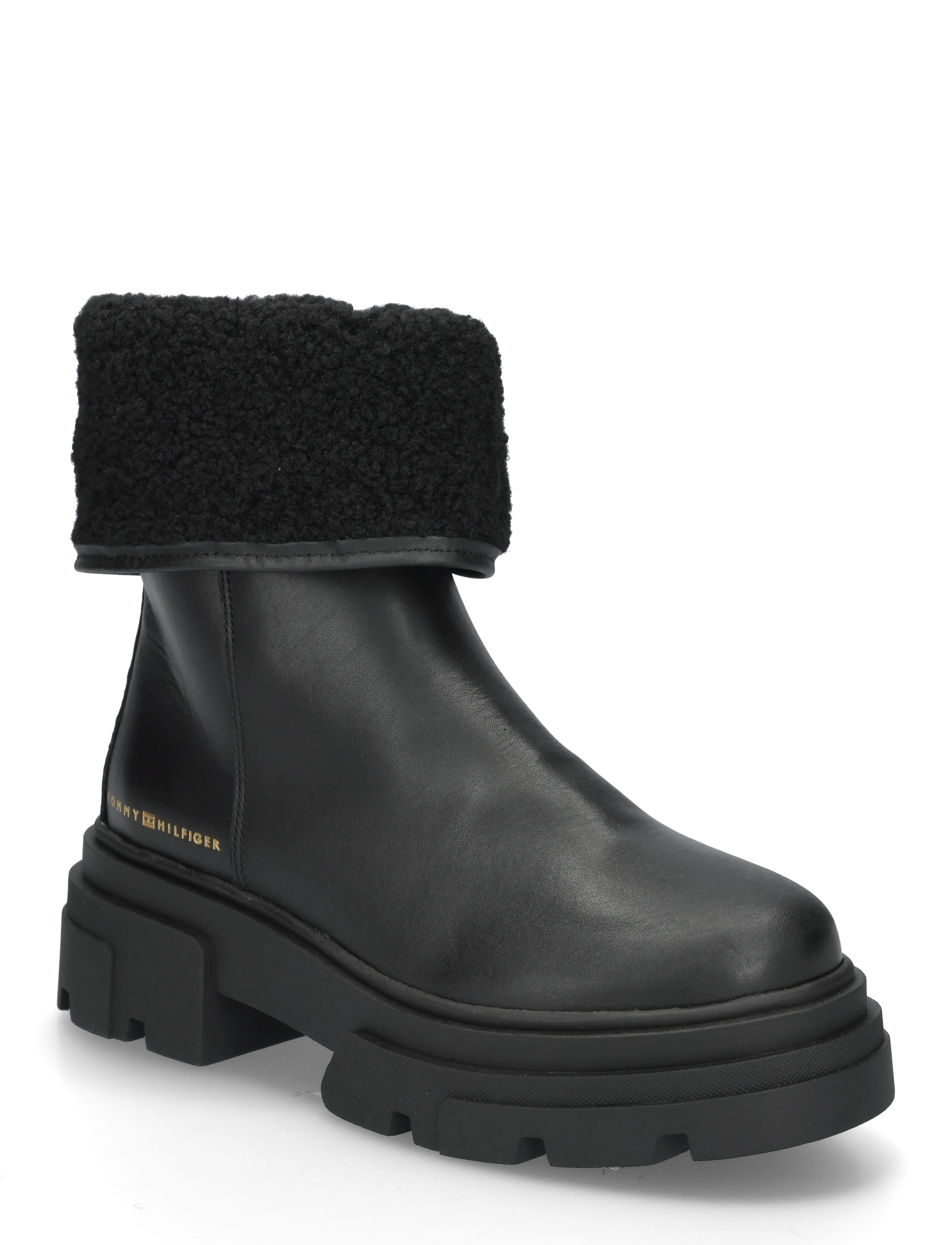 Tommy Hilfiger SHEARLING FOLD CHUNKY ANKLE BOOT - Tommy Hilfiger - BLACK / black