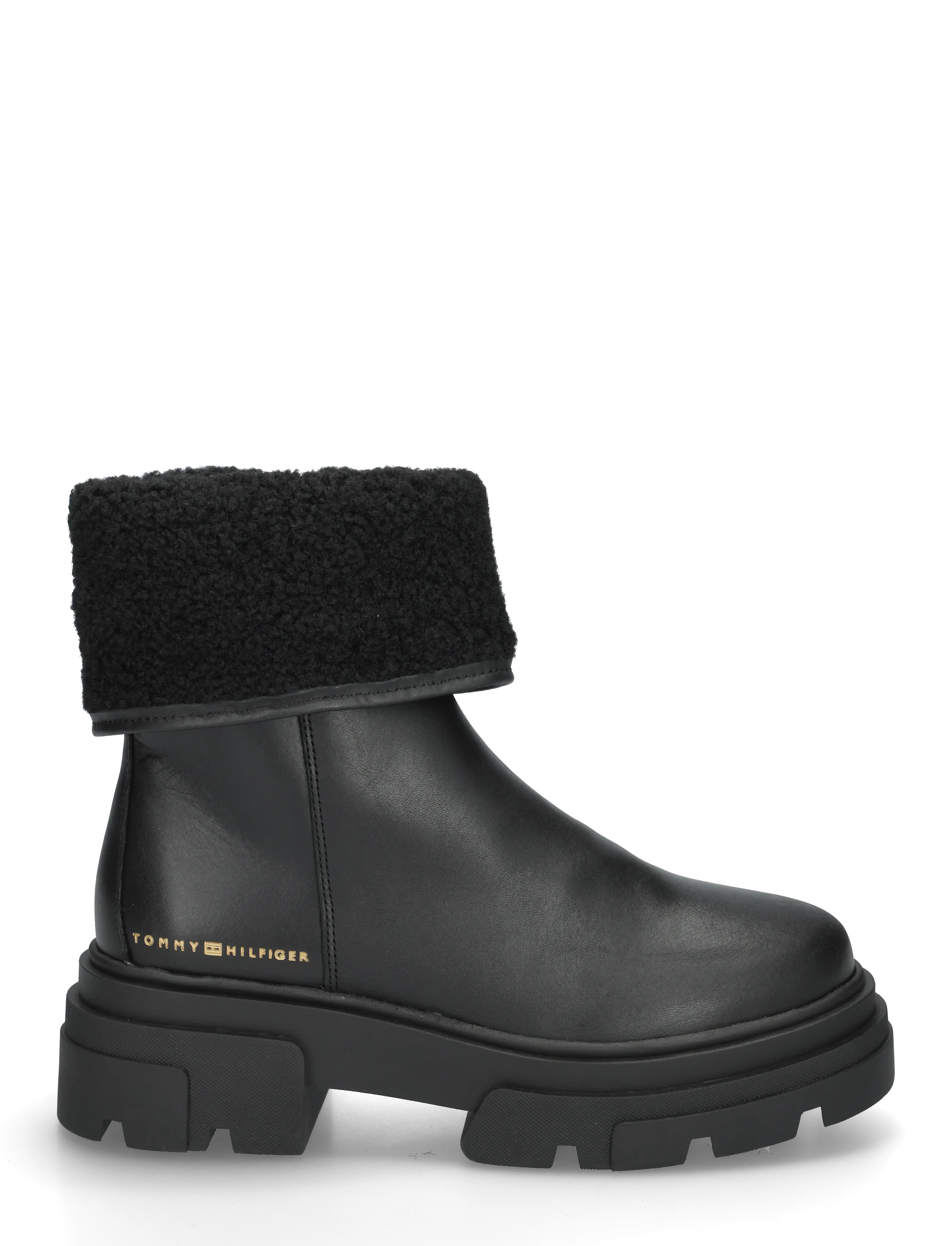 Tommy Hilfiger - SHEARLING FOLD CHUNKY ANKLE BOOT - vinterskor - black - 2