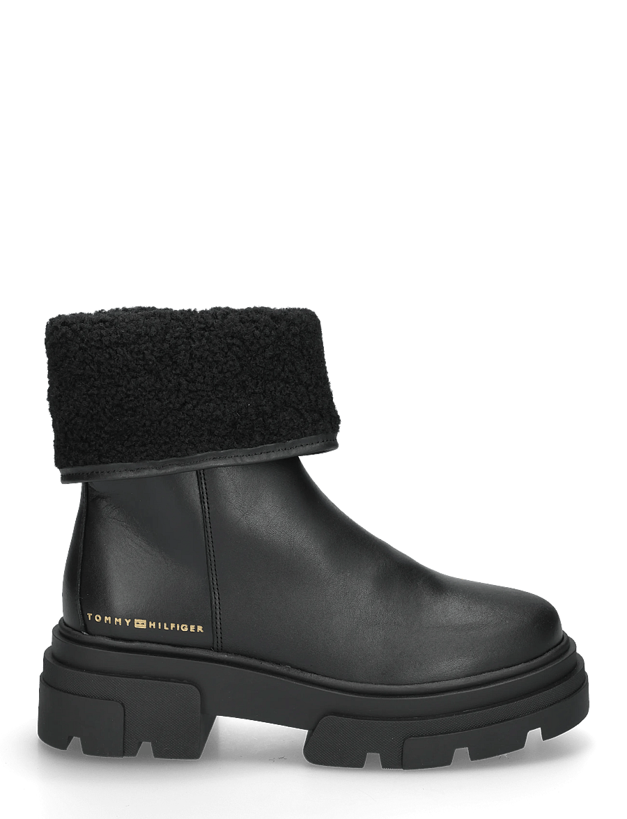 Tommy Hilfiger - SHEARLING FOLD CHUNKY ANKLE BOOT - vinterskor - black - 2