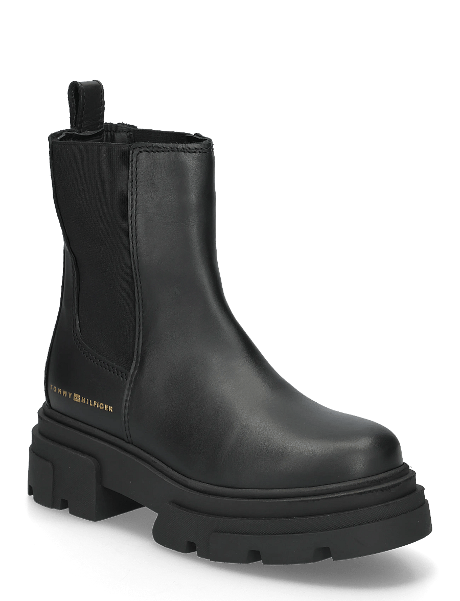 Tommy Hilfiger - LEATHER CHUNKY CHELSEA BOOT - chelsea boots - black - 0