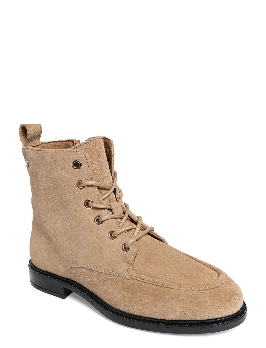 Tommy Hilfiger - ENAMEL FLAG SUEDE LACE-UP BOOT - platta ankelboots - safari canvas - 0