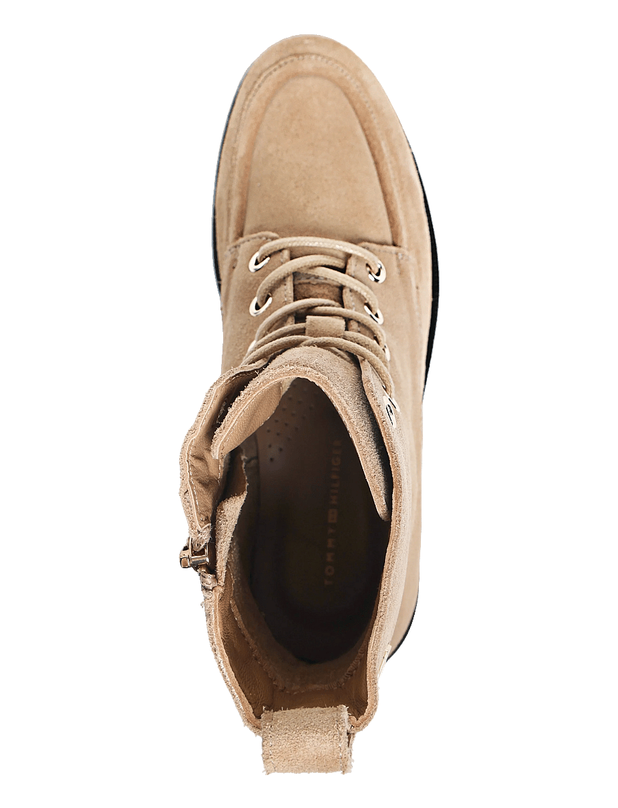 Tommy Hilfiger - ENAMEL FLAG SUEDE LACE-UP BOOT - platta ankelboots - safari canvas - 3