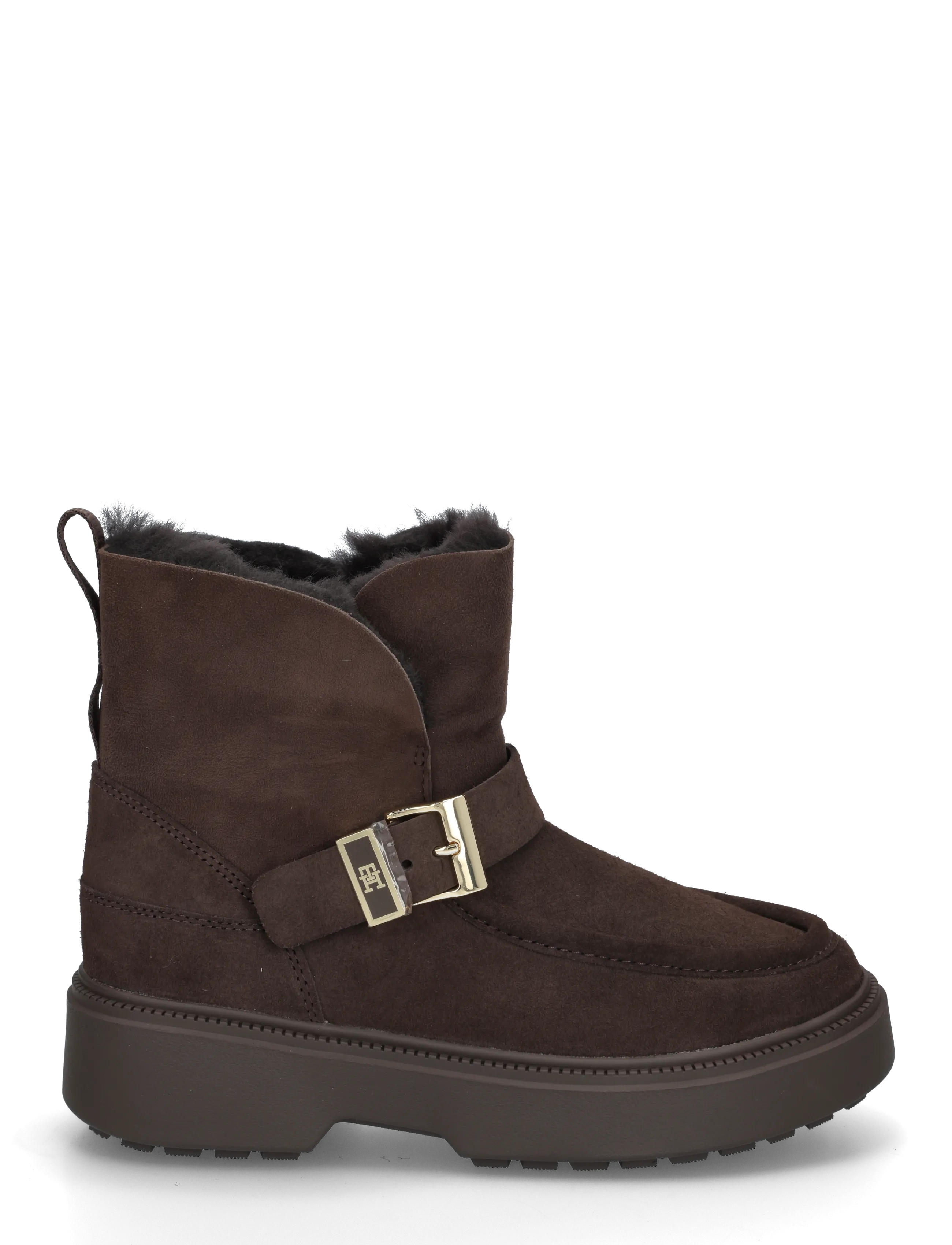 Tommy Hilfiger - TH BUCKLE SHEARLING SNOW BOOT - platta ankelboots - fondant brown - 2