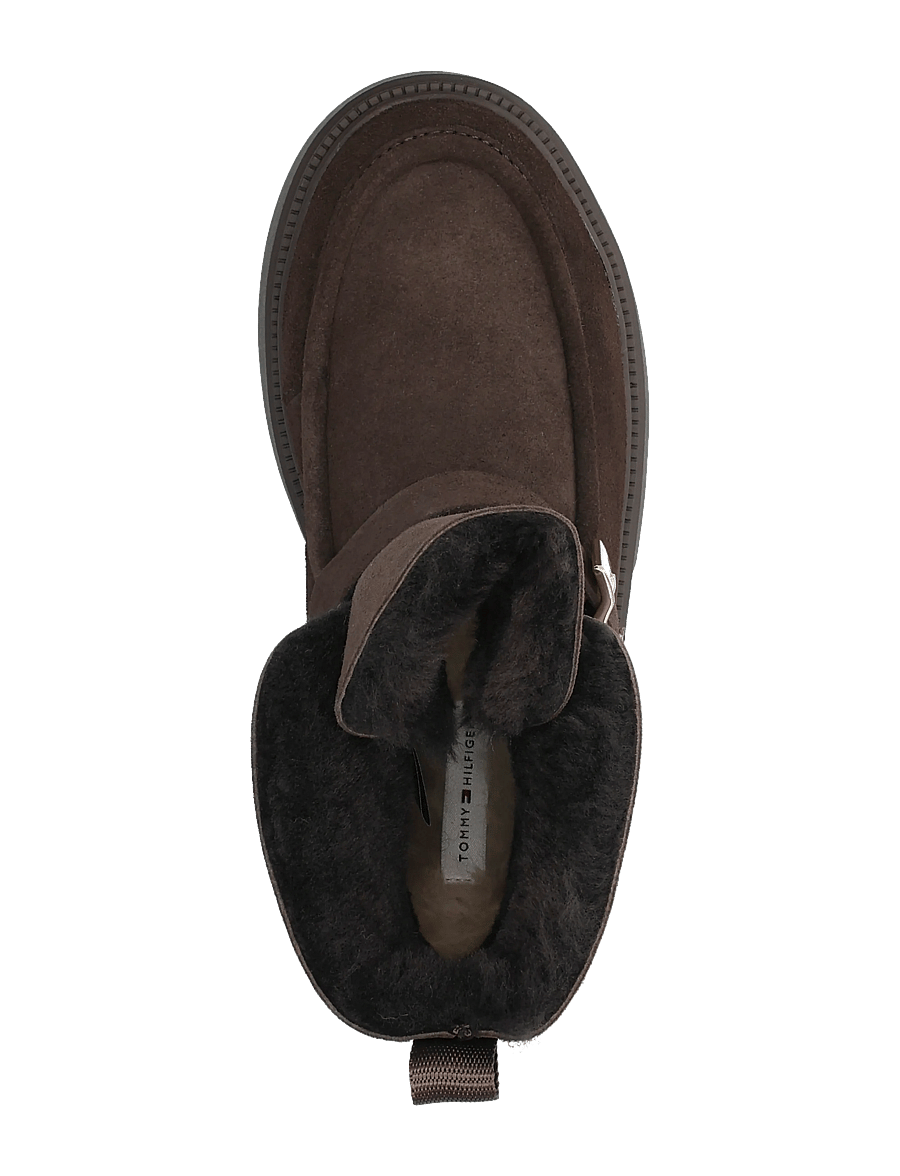 Tommy Hilfiger - TH BUCKLE SHEARLING SNOW BOOT - platta ankelboots - fondant brown - 3